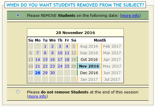 Student Removal date
