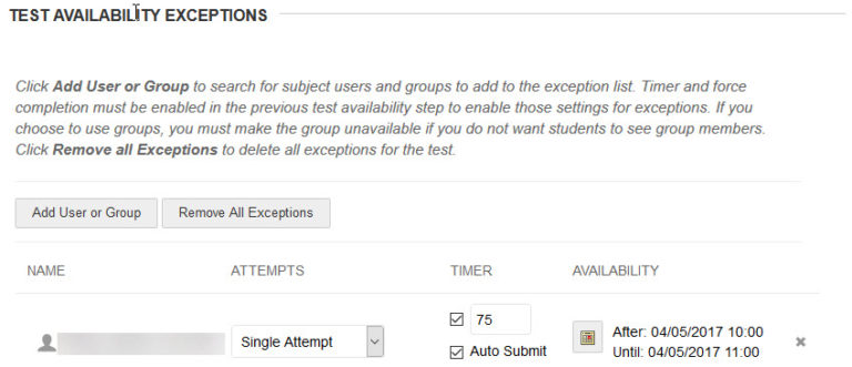 Test Availability Settings UTSOnline Help
